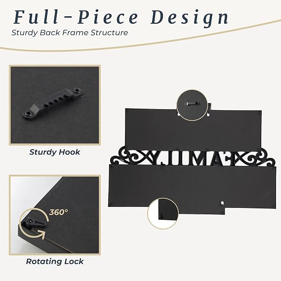 Family Collage Picture Frame - Wall Hanging with 7 Puzzle-Style Openings - Displays Three 4x6 and Four 5x7 Photos of Memories by Lavish Home (Black)