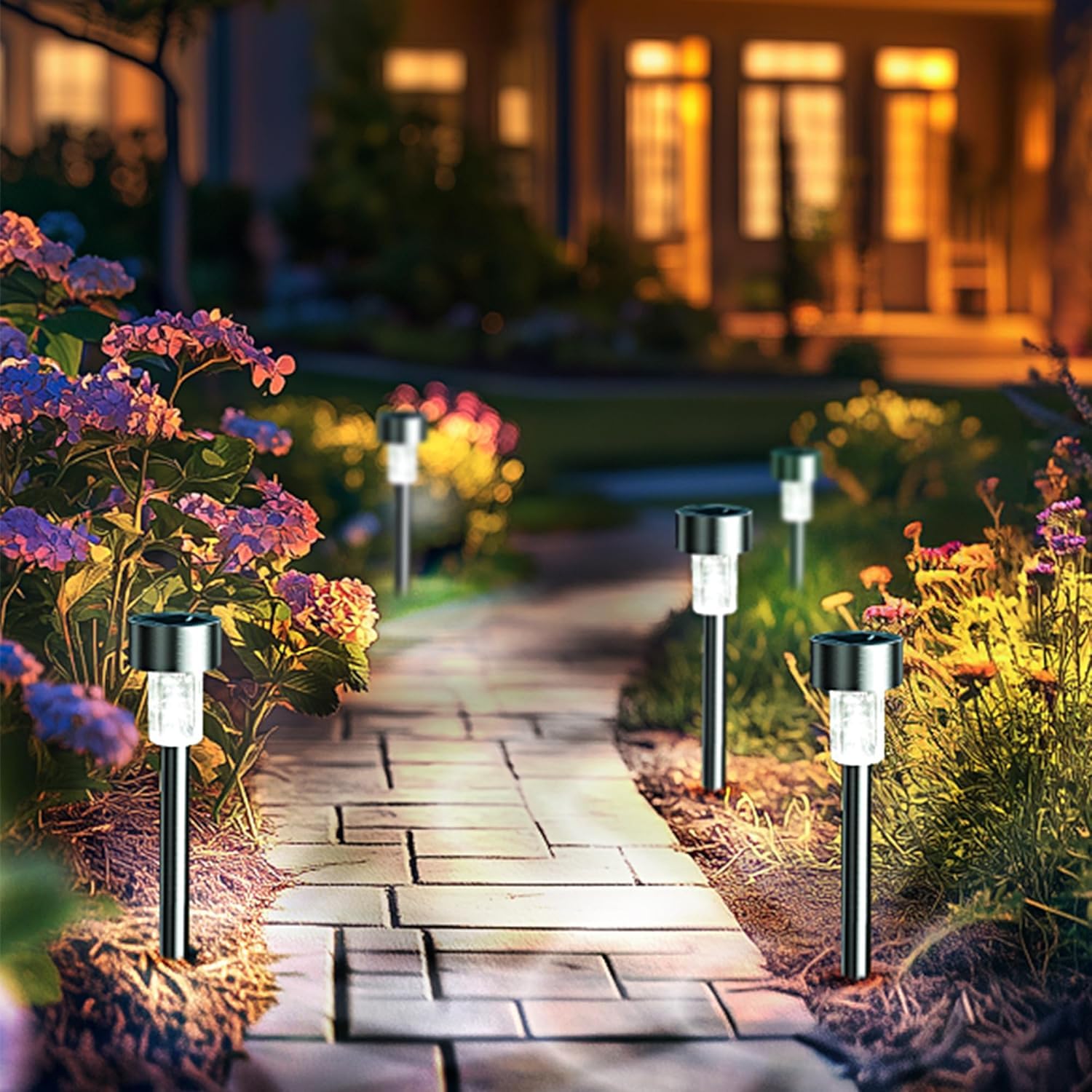 AAOVEFOX Solar Outdoor Lights Pathway Stainless Steel Solar Lights Outdoor Waterproof,LED Landscape Lighting Walkway for Landscape/Patio/Lawn/Yard/Driveway-Cold White (10)-picture-16
