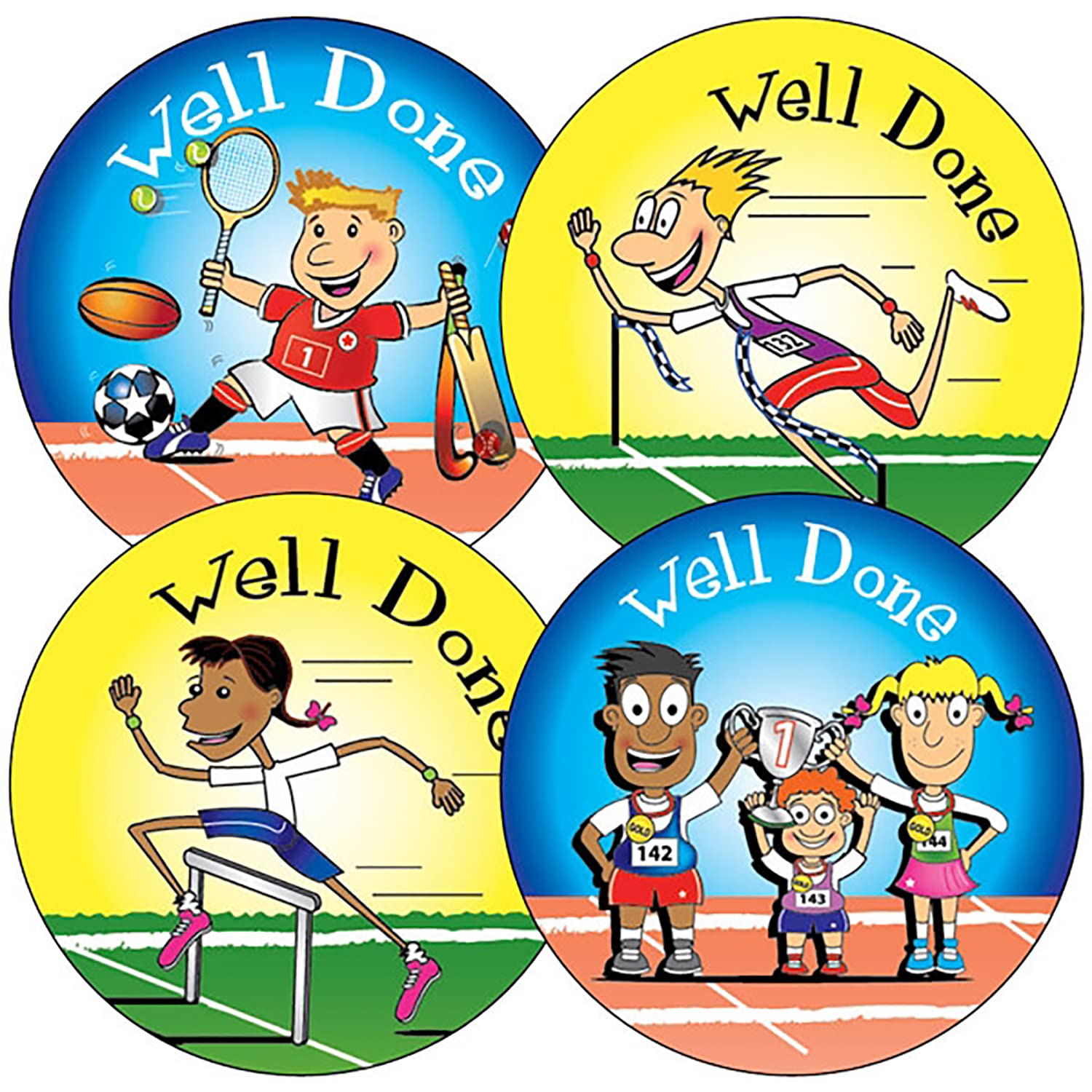 175 Mixed Well Done Sports Day Childrens Pupils Motivational Reward Stickers 37mm Primary Teaching Services
