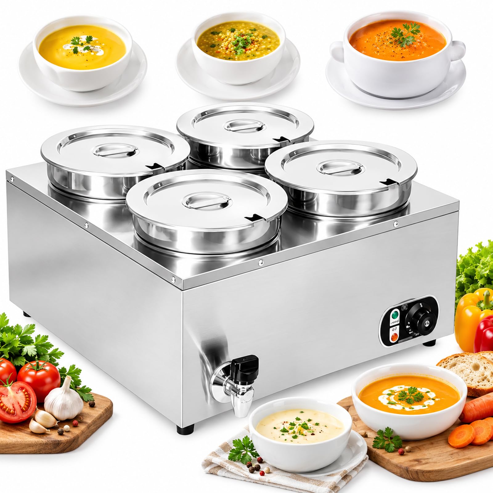 Chauffe-aliments commercial 4L, température réglable 30-85°C