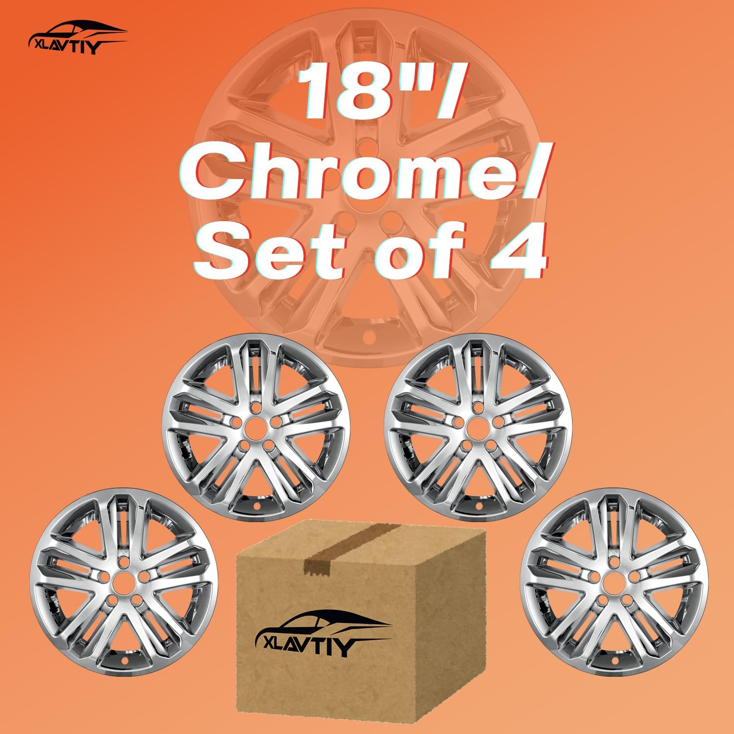 18 Inch Wheel Skins Compatible with 2011-2019 Ford Explorer Factory Alloy Wheels, Snap-On Wheel Covers, Durable ABS Replacement Hubcaps Set of 4 (Chrome)