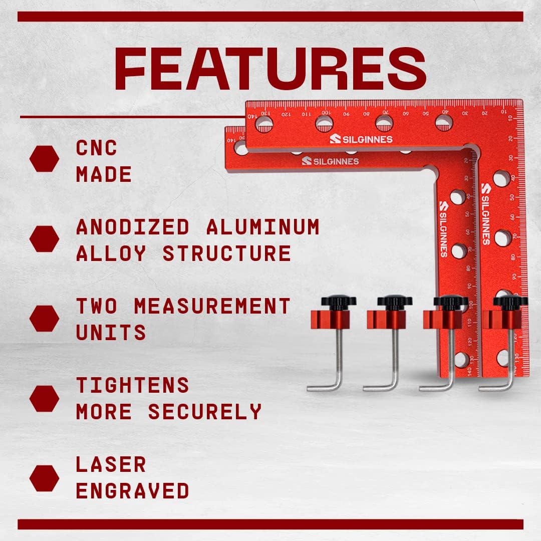 90 Degree Positioning Squares Right Angle Clamps for Woodworking, 4 Pack（5.5"*5.5"）Aluminium Alloy Corner Clamp Woodworking Carpenter Clamping Tool for Picture Frame Box Cabinets Drawers (4)