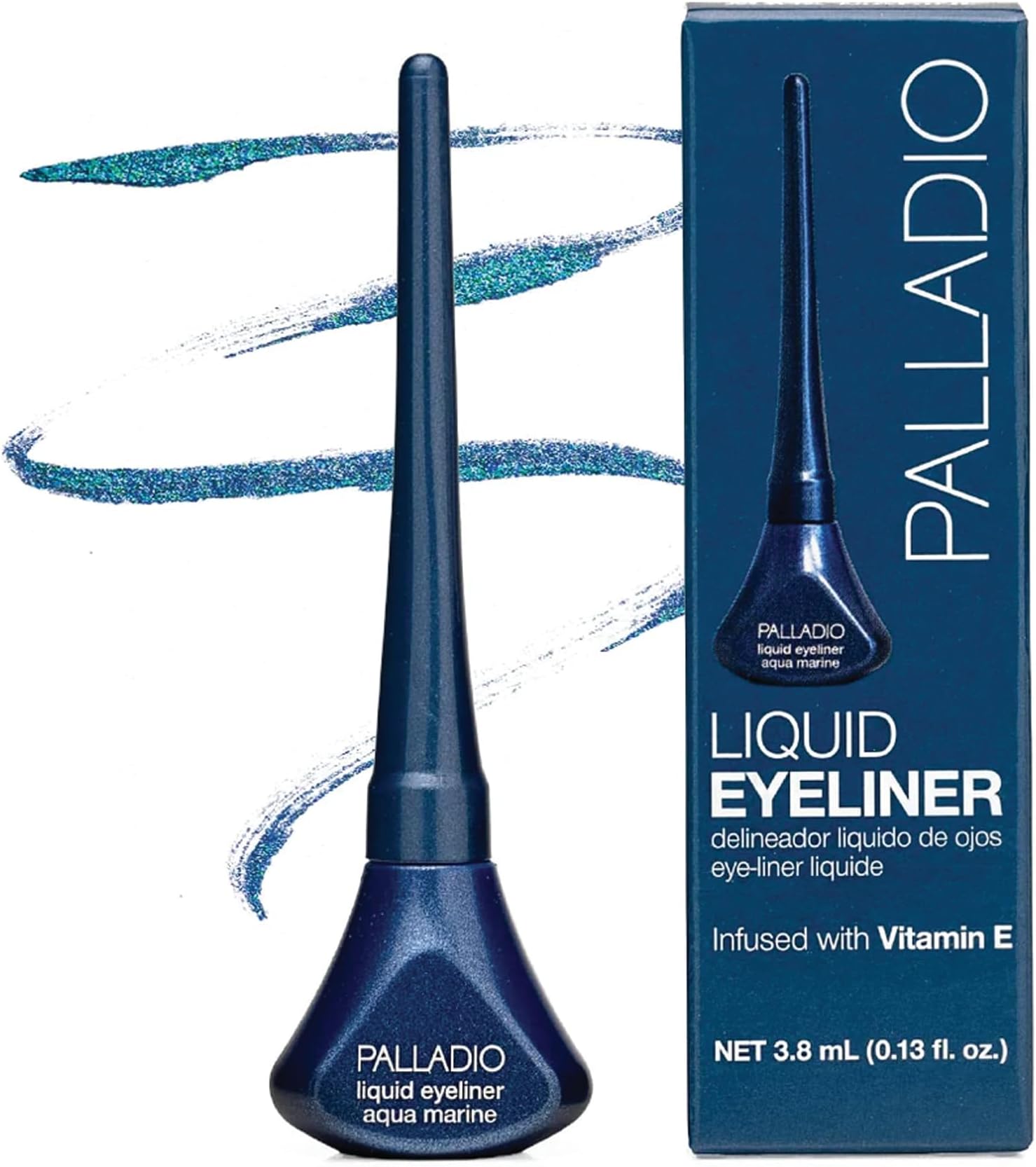 Liquid Eyeliner, Highly Pigmented and Waterproof, For Intense Eye Definition, Smear-proof Eyeliner Liquid, Includes Easy Grip Wand and Felt Tip Applicator, Aquamarine