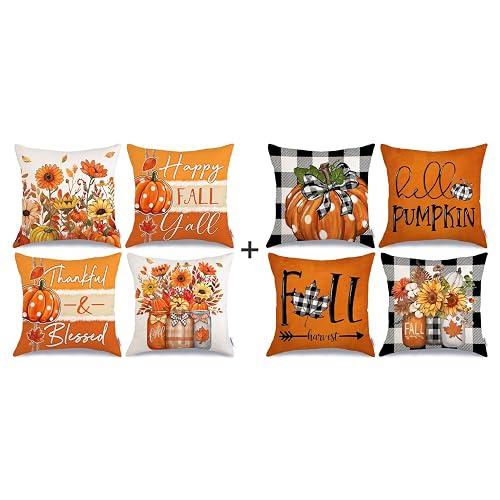 GEEORY Fall Mason Jars Throw Pillow Covers 18x18 Set of