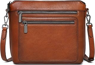 COOLCY Genuine Leather Crossbody Bags for Women Purses and Handbags for Ladies with Multiple Pockets Shoulder Satchel Bag