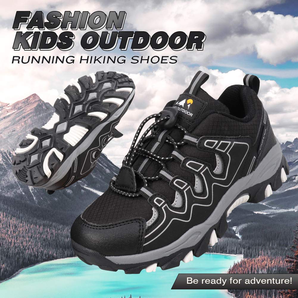 UOVO Boys Trainers Kids Walking Shoes Low-Top Sneakers Children Waterproof Trekking Hiking Footwear Running Shoes Black Blue Gray Size 9 UK Child to 5.5 UK — view 5