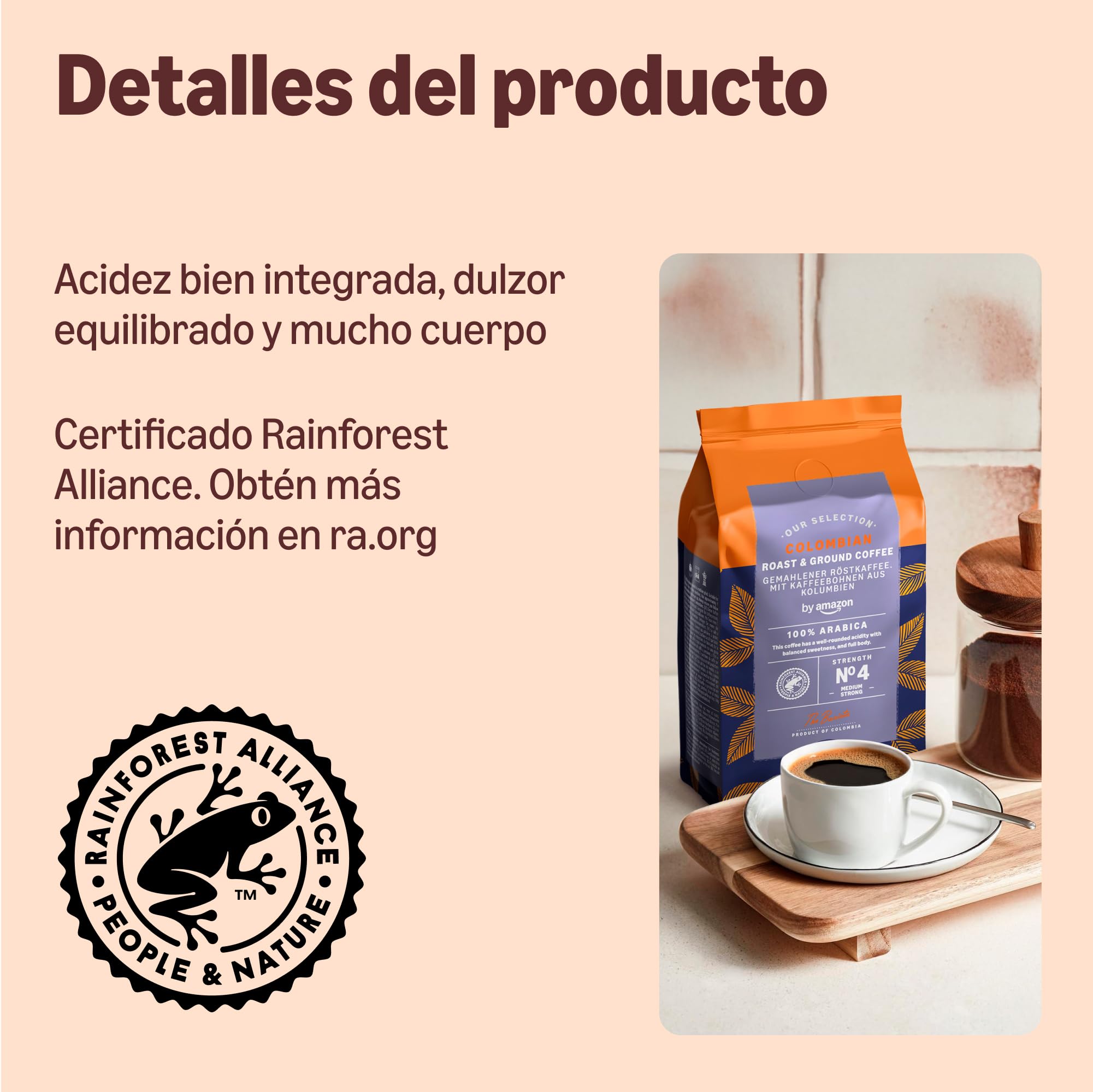 by Amazon Café Colombian tostado y molido, tueste medio, 227g