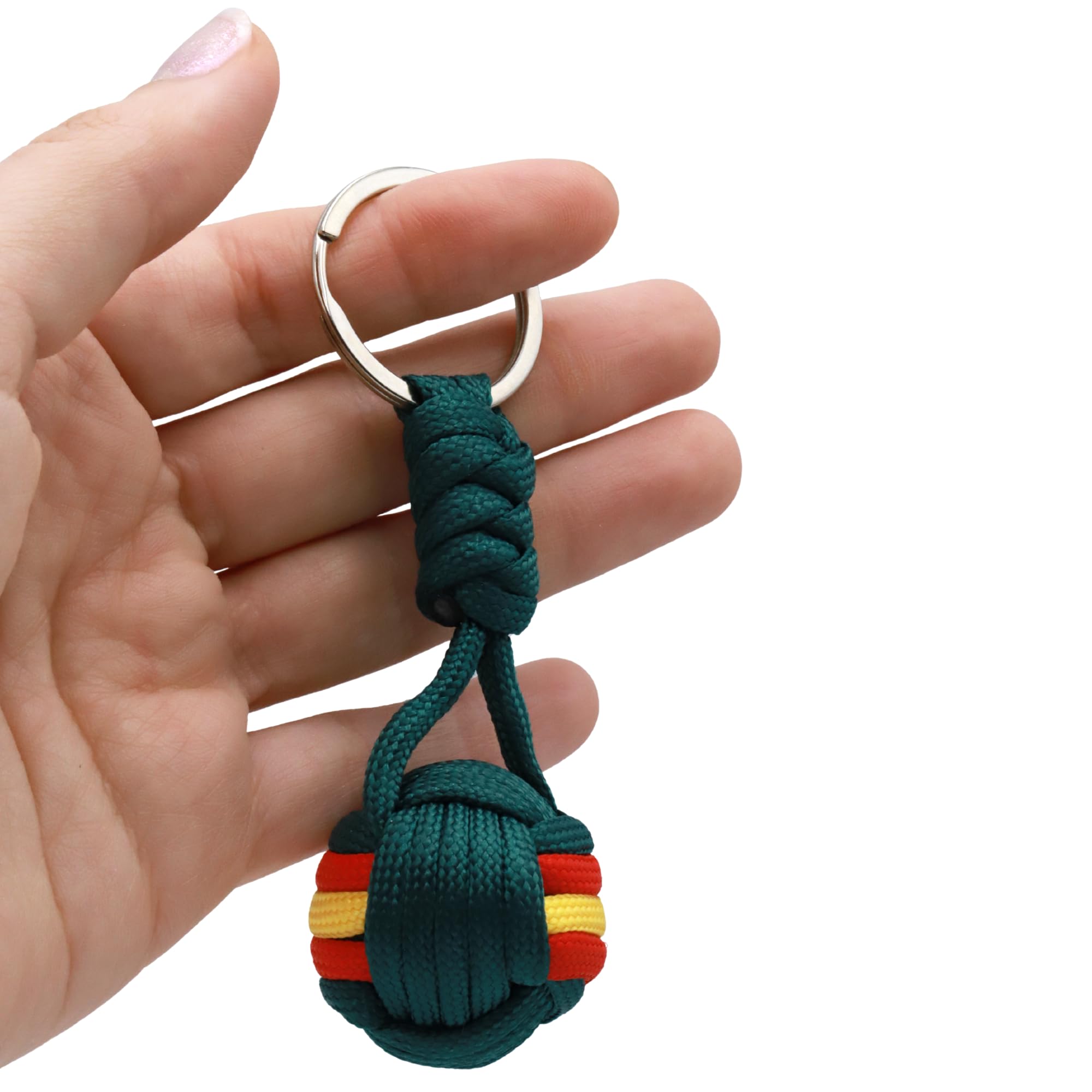 Llavero bola de cuerda bandera España, Llavero patriótico, 1 Unidad, Verde - imagen 2