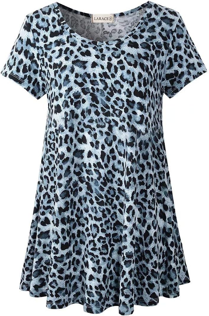 LARACE Plus Size Tops for Women Short Sleeve Shirts Casual Summer Clothes Round Neck Tunics for Leggings