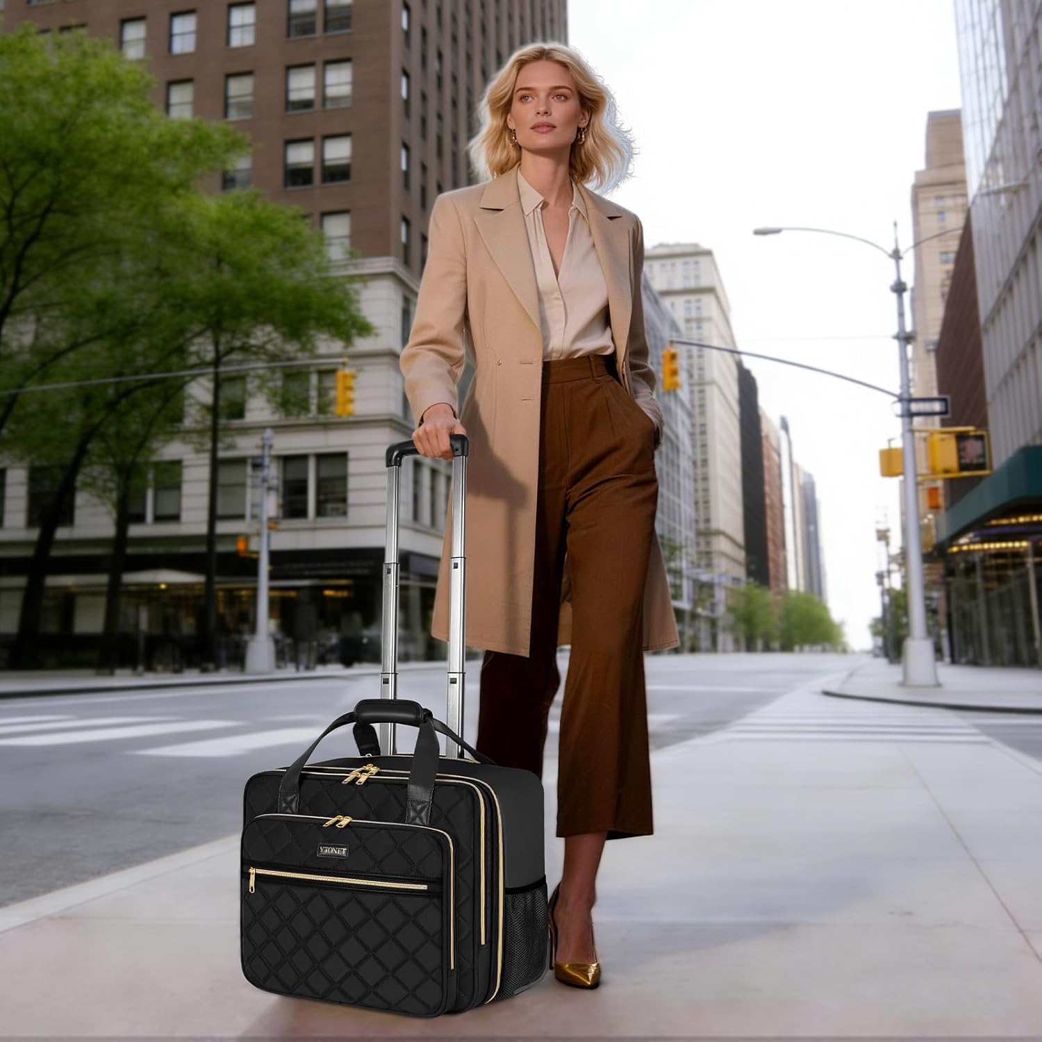 Ytonet Rolling Laptop Bag Women, Rolling Briefcase for Women, 17.3 Inch Laptop Bag with Wheels Rolling Computer Bag Laptop Case for Work Travel College Business Wife Mom Teacher, Black - Image 7