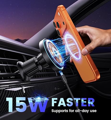 Miniatura 4 de Mag-Safe - Cargador de coche inalámbrico magnético de 15 W para iPhone 17, accesorios soporte magnético para teléfono para coche 3 en 1 Mag Safe Car