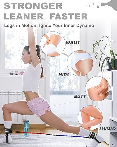 Miniatura 7 de MANUEKLEAR - Juego de bandas de glúteos para entrenamiento, pesas ajustables para tobillo para mujeres con bandas de resistencia, equipo de