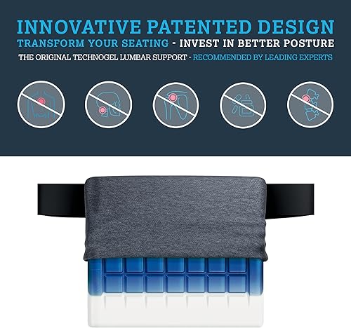 Miniatura 3 de Technogel Cojín de apoyo lumbar, cojín de gel refrescante para silla de oficina, automóvil, avión, ciática y alivio del dolor de espalda baja,