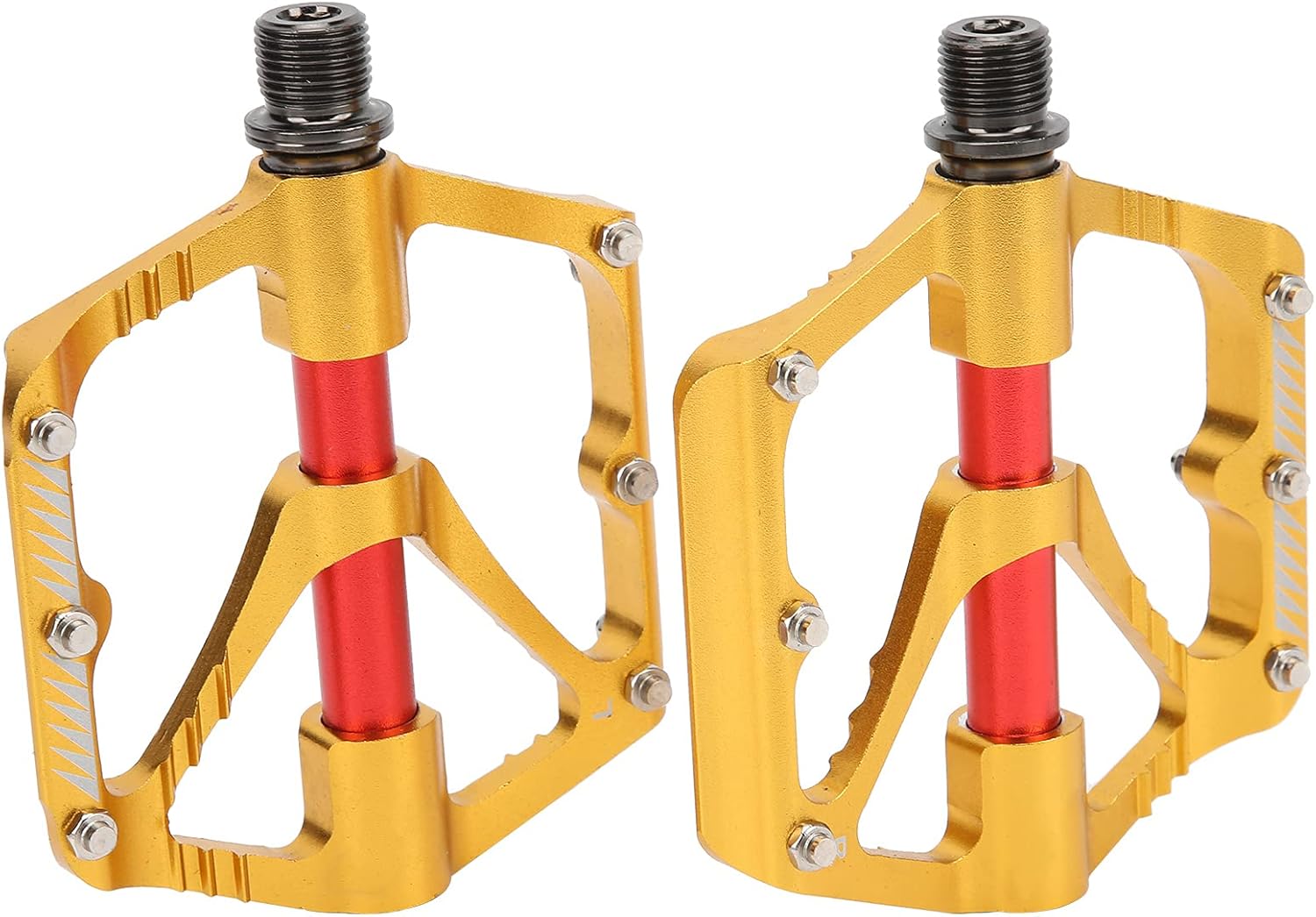 Drfeify Mountain Flat Pedal, Aluminum Alloy Pedal with 3 Bearing for Labor Saving Riding (Gold)