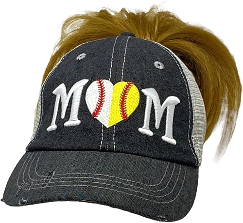 Cocomo Soul Gorro de béisbol para mujer, medio béisbol, medio sóftbol, gorra de baile para mamá, moño desordenado, gorra de béisbol para mamá, color