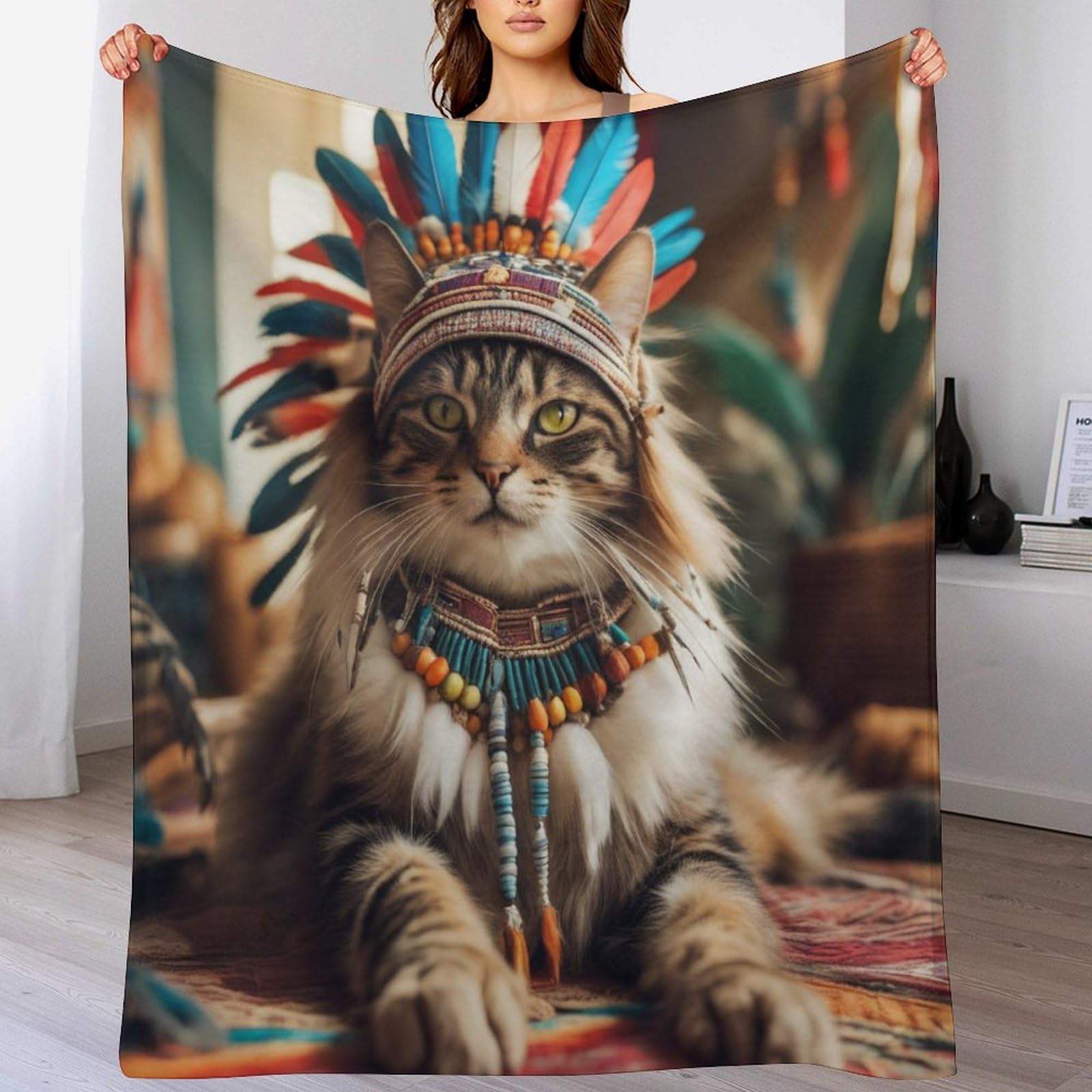 Couverture douce chat mignon pour des moments de tendresse sur le canapé