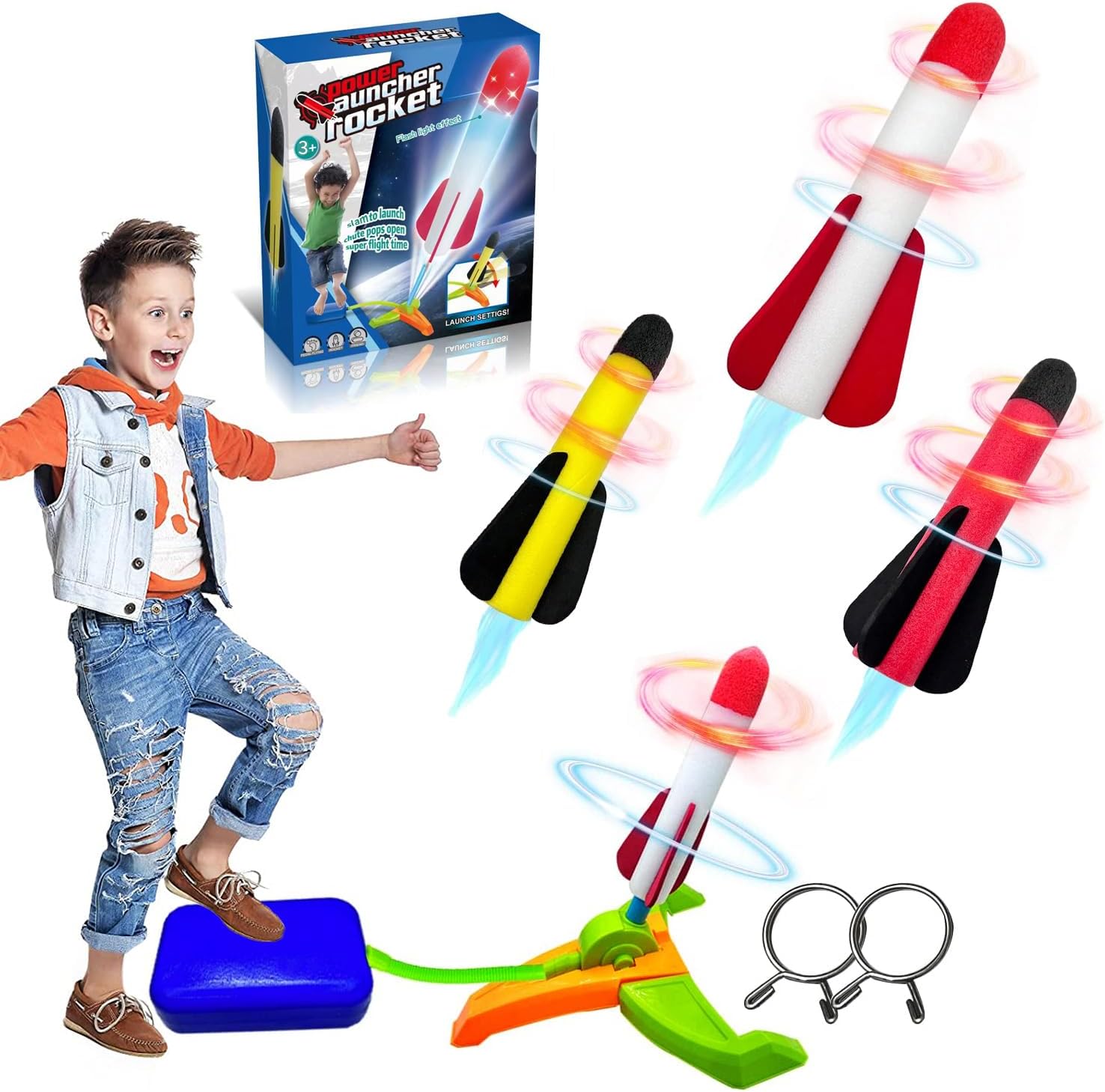 TODARRUN Foam Rocket Launcher For Kids Age 3 4 5 6 7 8+, Fun Catapult Rocket Toys Boys Toys Age 3-12 Girls Gift Rockets Kids Outdoor Toy