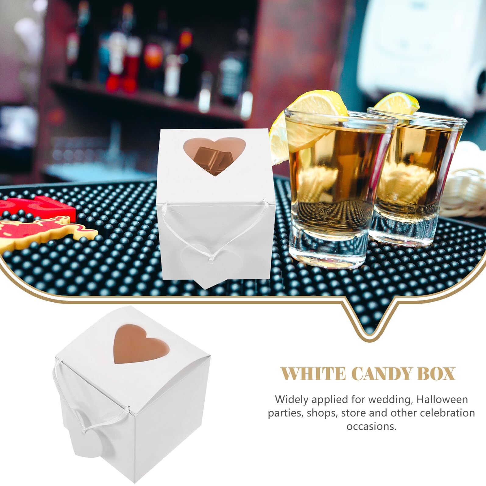 LOORGVEL 50 Cajas de Papel para Dulces Ventana Corazón Caja para Regalos de Boda Embalaje para Fiesta Tamaño Mediano Adecuado para Obsequios y Detalles de Invitados