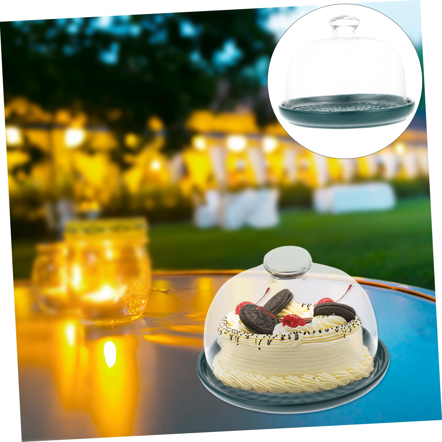 BESTYASH Dessertteller mit Deckel Grün für Kuchenpräsentation und Speisen