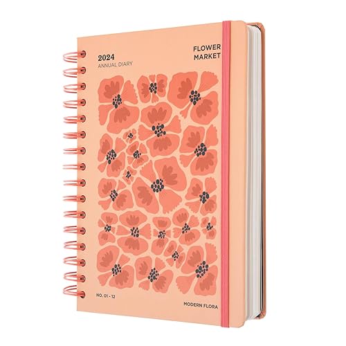 Kokonote Flower Market Muse A5 2024 Day To Page Diary | January 2024 - December 2024 | 2024 Weekly Planner | A5 Planner With Stickers &amp; Pocket | 2024 Diary