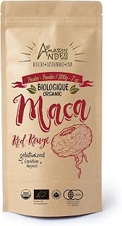 Red maca Root Powder l 7.5oz Female Health Supplement l Organic Certified and gelatinized l Natural Energizer and booster for women l Non GMO and Gluten Free l Amazon Andes