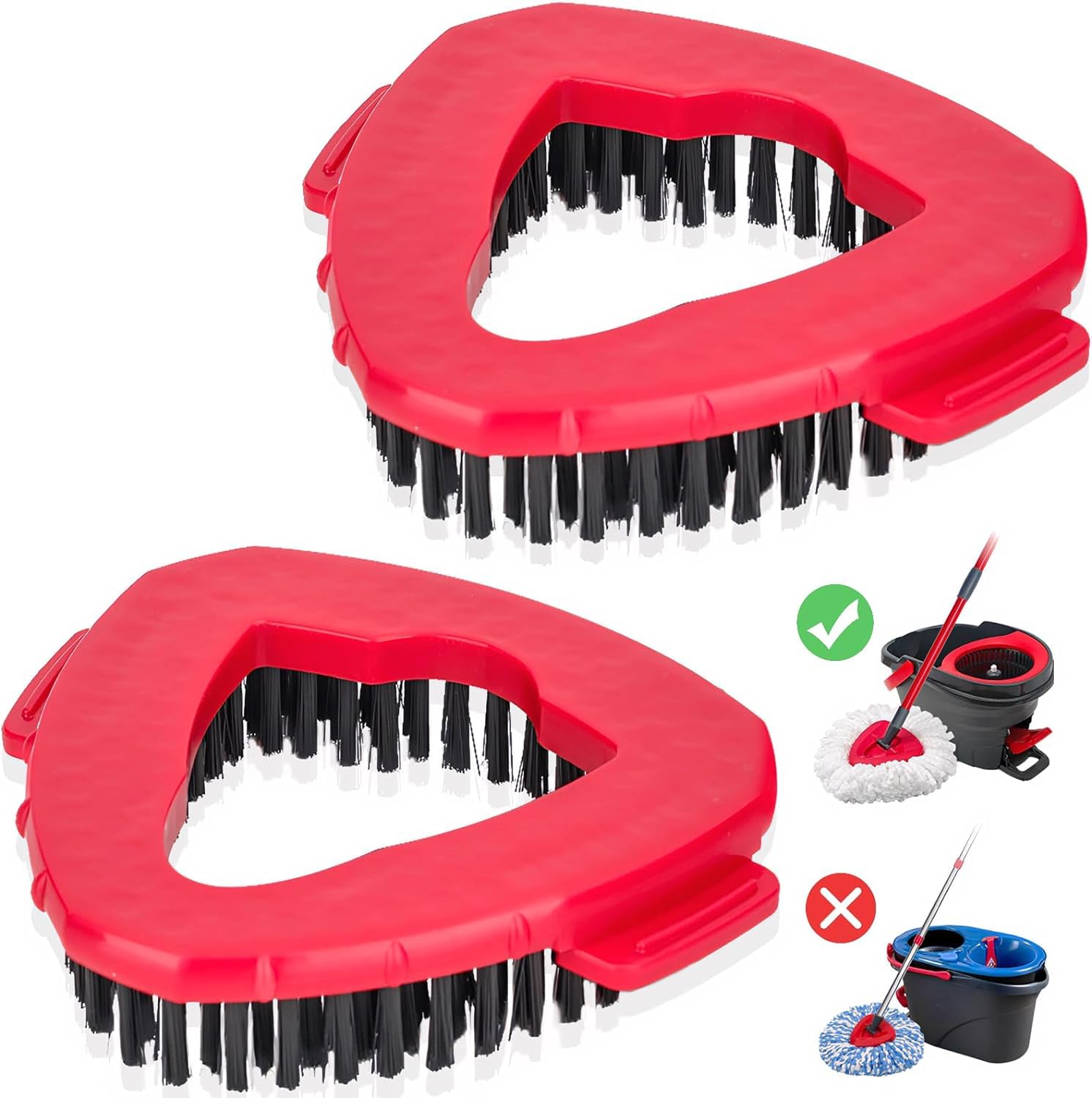 Loiisgy 2 Pack Spin Mop Scrub Brush Head, Spin Scrub Brush Replacement Head Compatible with EasyWring 1 Tank System, Hard Bristle Cleaning Brush for Kitchen, Tile and Hard Floor