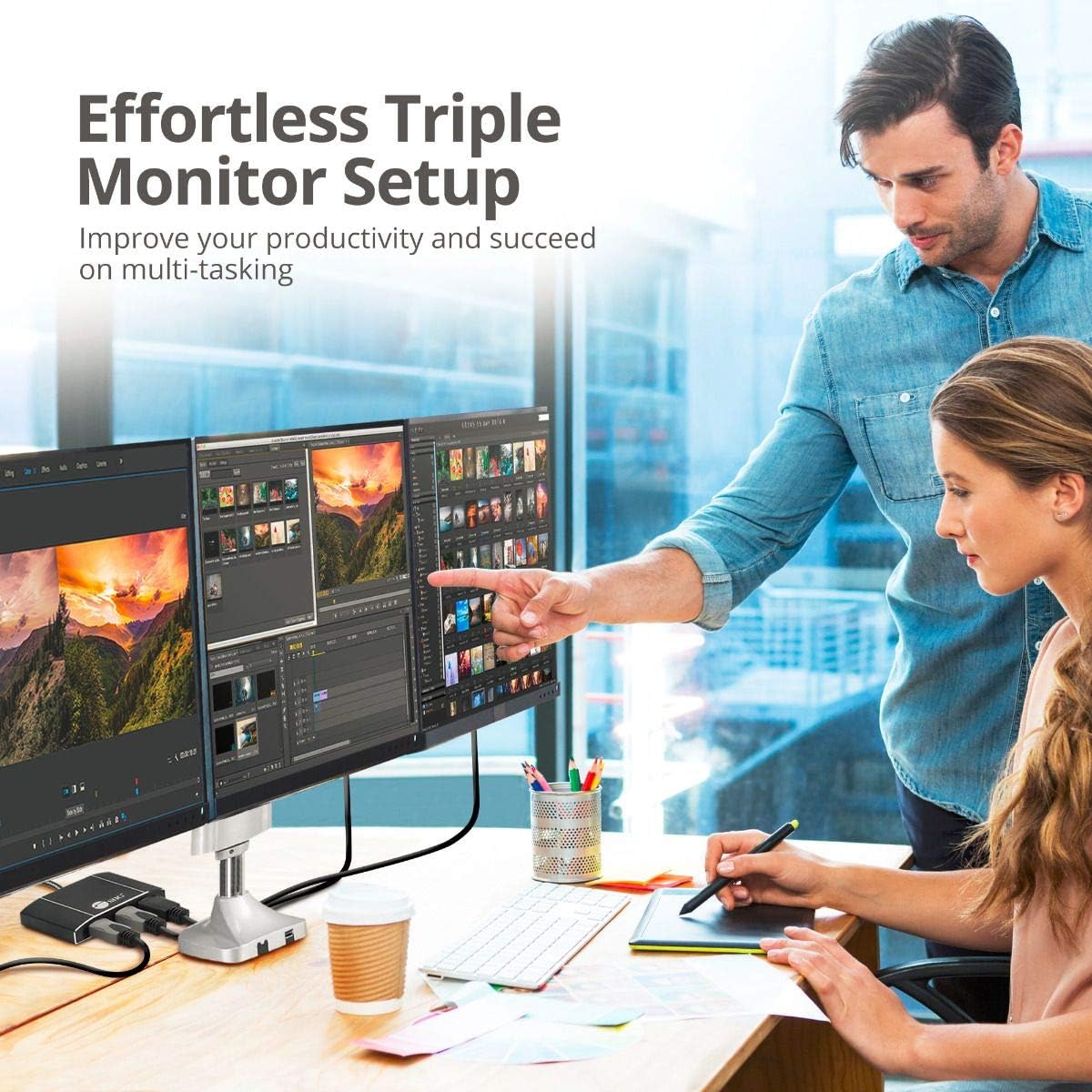 SIIG DisplayPort 1.4 Multiport MST Hub Video Splitter 4K60Hz - DisplayPort Splitter 2X DP, 1x HDMI, DP Multiple Monitor Adapter Not for MacOS(CE-DP0N11-S1)