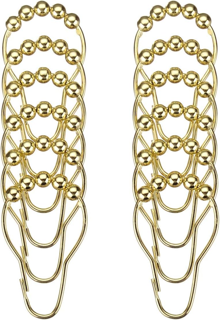 Amazer 2 Pack Shower Curtain Hooks Rings, Stainless Steel Rust-Resistant Shower Curtain Rings and Hooks-Set of 24-Polished Golden