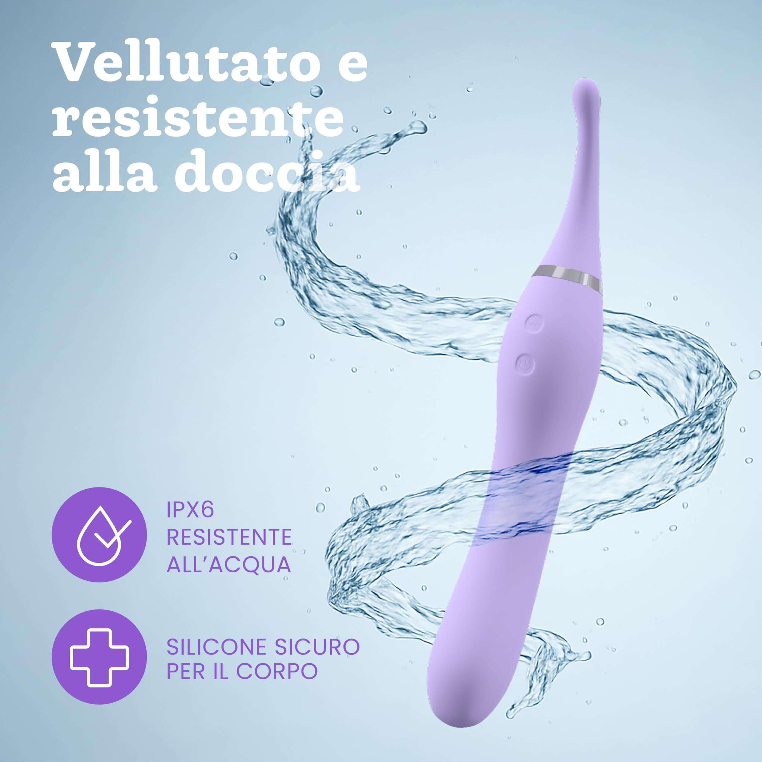 Vibratore Clitorideo con Coda Vibrante di Oliver James – 10 Modalità di Piacere, Wand in Silicone Resistente all’Acqua per Donna, Sex Toy Ricaricabile USB (Lilla Pastello)