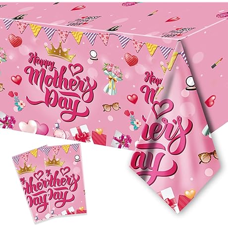 2PC Mothers Day Tablecloth [Length] "× [Width]", Happy Mothers Day TableCloth Best...