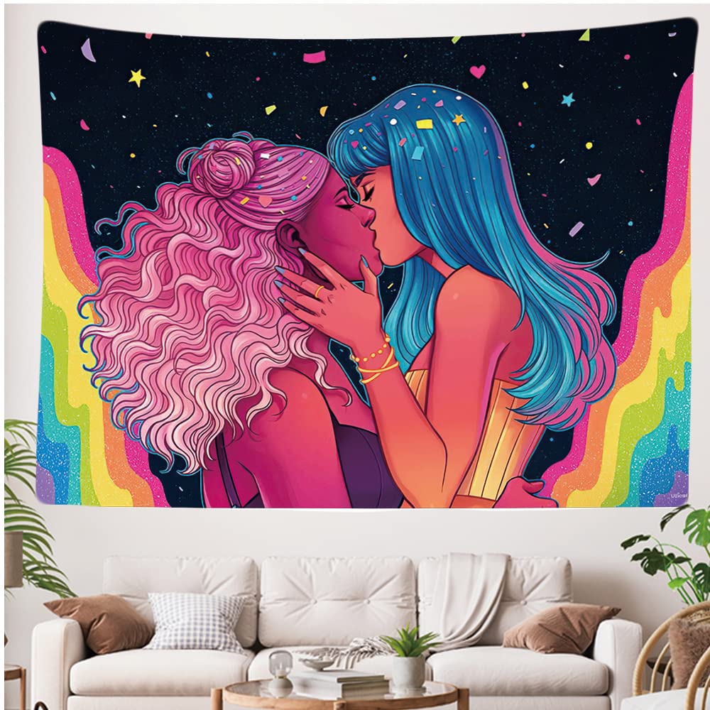 Ulticool, Women Love Rainbow, Tapestry, Valentine's Day for Her, 200 x 150 cm, Large Tapestry, Poster Decoration, Canvas - Image 4