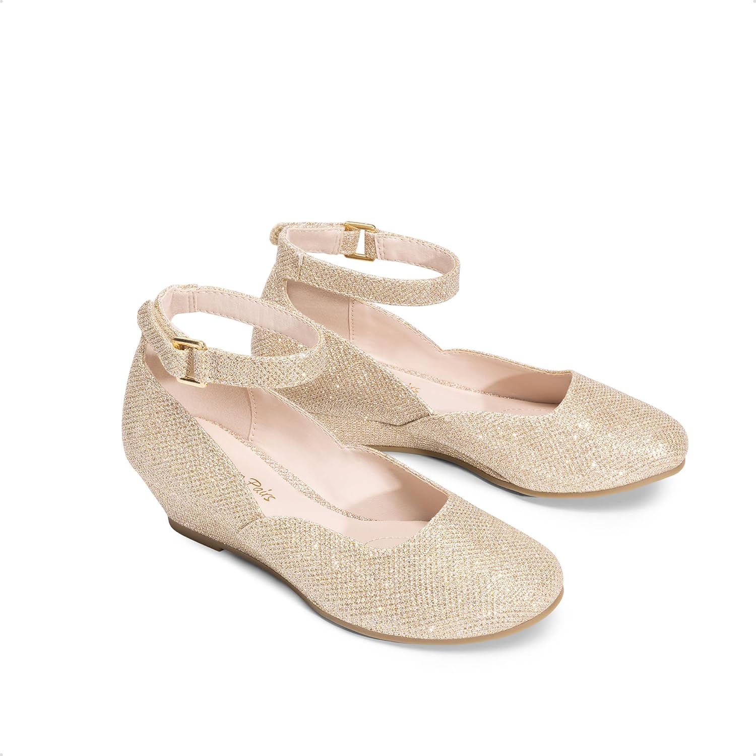 DREAM PAIRS Girls Dress Shoes Low Wedge Heels Ankle Strap Wedding Flower Party Pump for Toddler Little Big Kid - Image 7