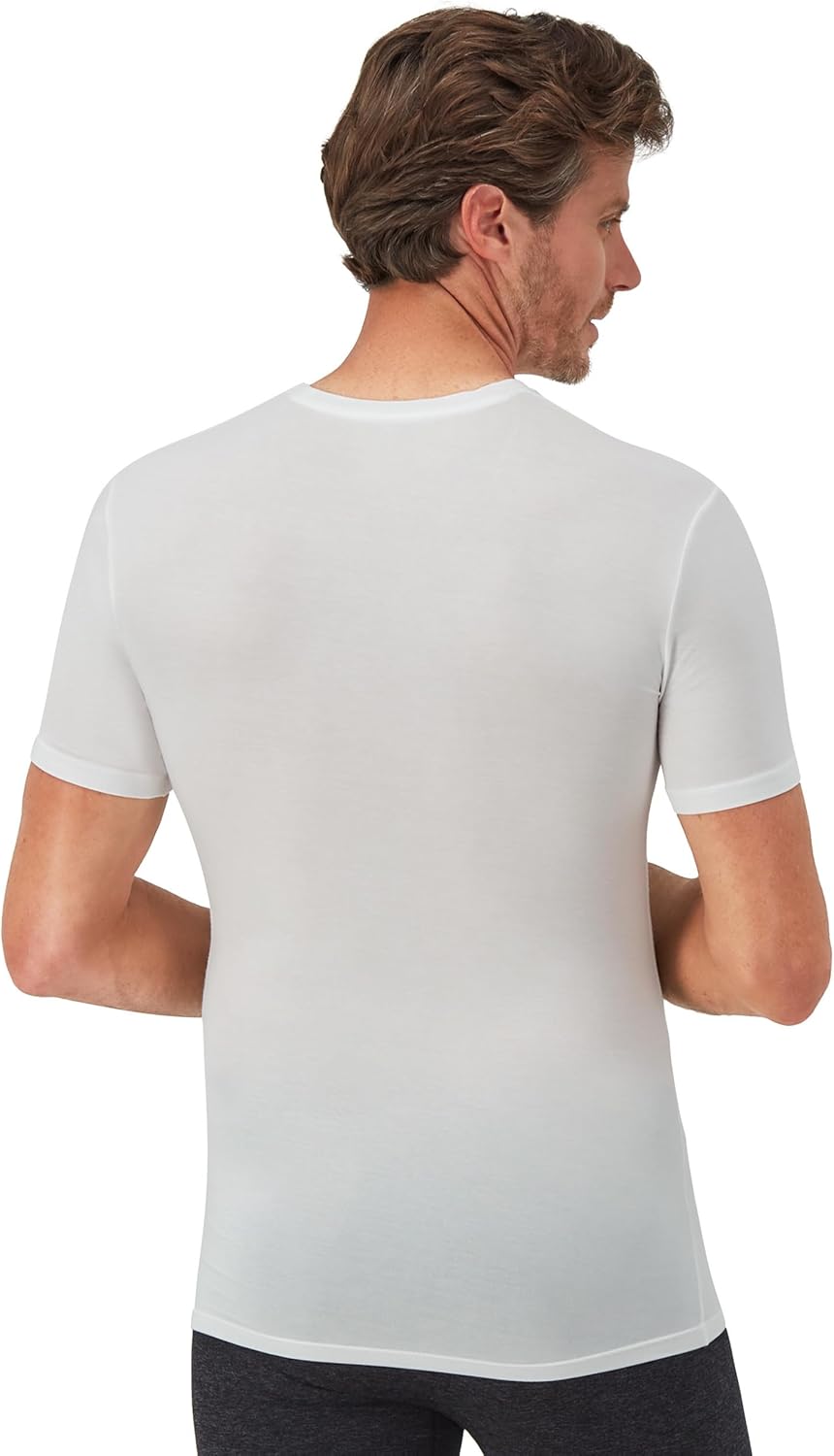 Hanes Men's Perfect Flex Crewneck Tee, 1-Pack, Stay Tucked Fitted Undershirt, Slim Fit Tight on Arms, White & Black - Image 5