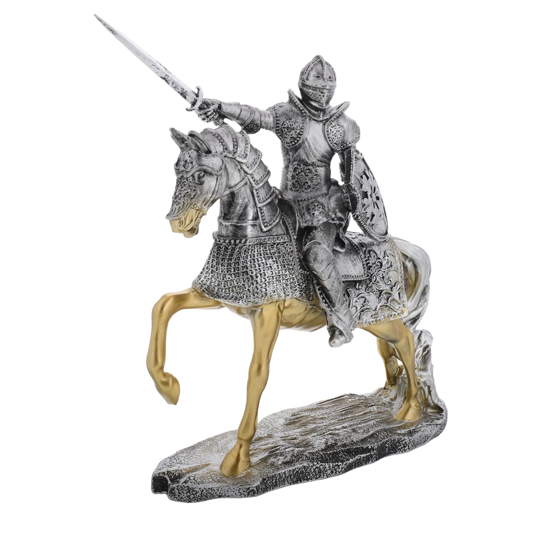 KOMBIUDA Vintage Guard Statue aus Kunstharz in Silber, Detailreich | Tischdeko, Büro und Wohnzimmer, Mittelalterliche Miniatur mit Retro Elegantem Look
