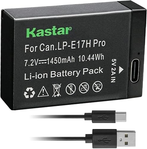Kastar Paquete de 1 batería LP-E17H Pro con cable tipo C compatible con Canon LP-E17 LP-E17H, batería 9967B02, Canon EOS 750D, EOS 760D, EOS 800D,