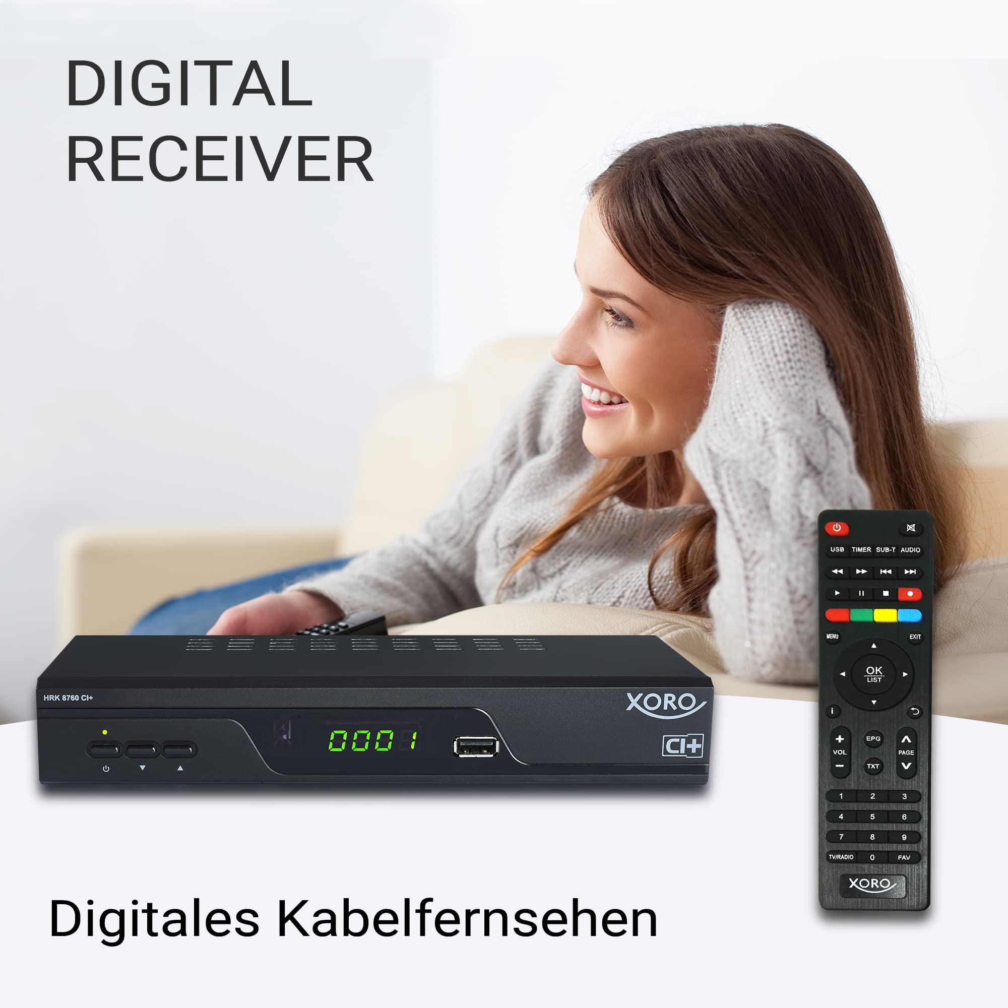 XORO HDTV Receiver für digitales Kabelfernsehen (DVB-C) HRK 8760 CI+, HDMI, PVR-Ready, Timeshift, CI+ Schacht für PayTV, S/PDIF, USB 2.0, Mediaplayer, schwarz