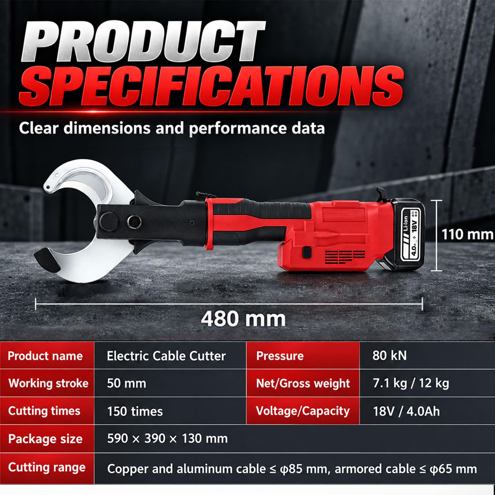 Cortadora de Cables Electrohidráulica, Ideal para la Construcción Naval