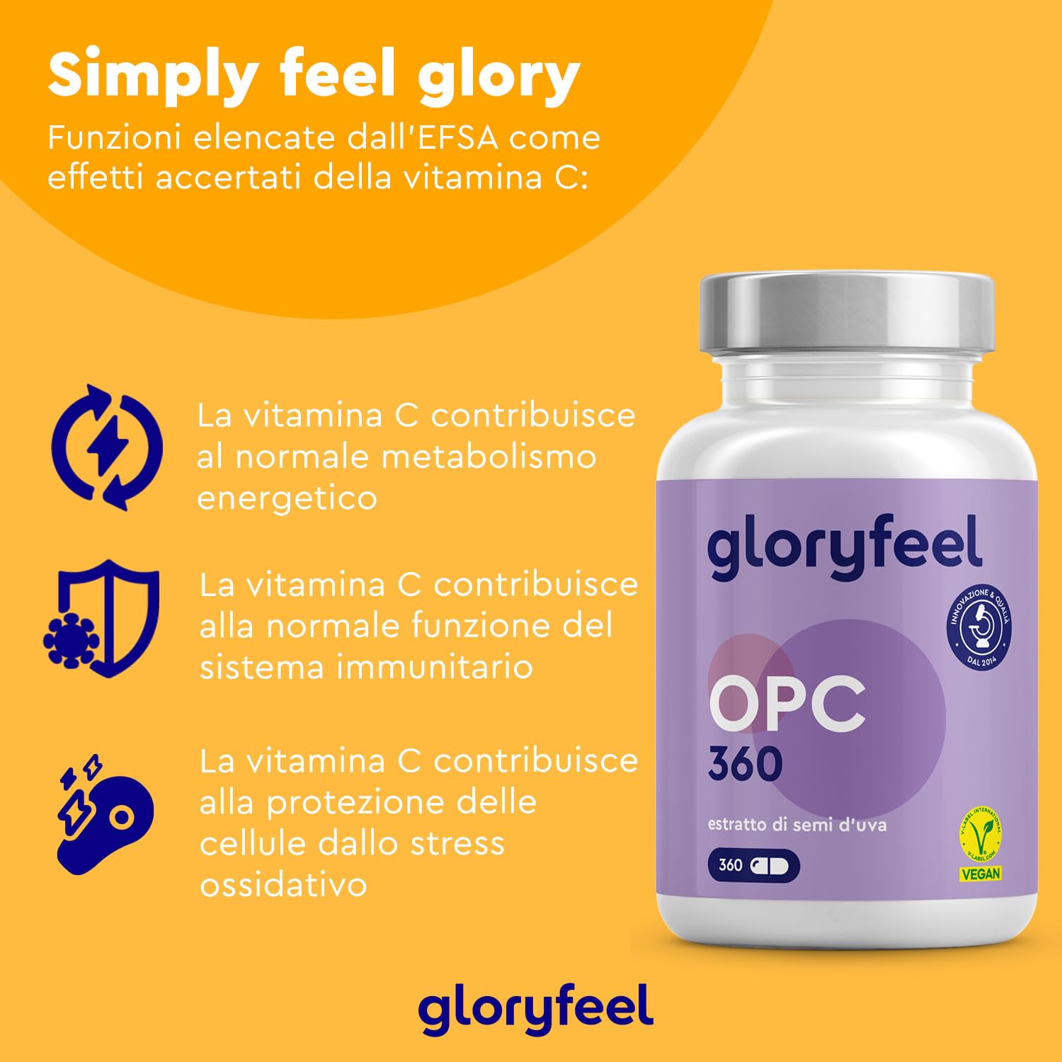 Integratore OPC, Estratto di semi d'uva con Vitamina C, 360 Capsule Vegan, 631mg di OPC puro da Uve Francesi, Antiossidante per Circolazione, Proantocianidina Oligomerica