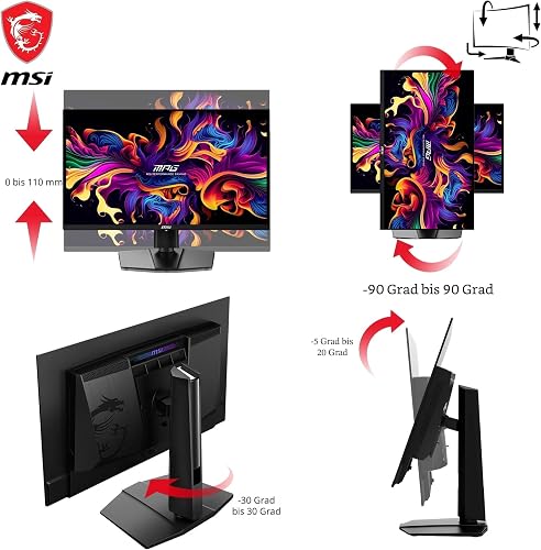 MSI MPG 271QRX QD-OLED écran Gaming 26.5 Pouces WQHD - Dalle Quantum Dot OLED 2560 x 1440, 360Hz / 0,03ms, 99% DCI-P3, ΔE≤2, DisplayHDR True Black 400 - KVM, RGB, DP 1.4a, HDMI 2.1, USB Type-C - 5