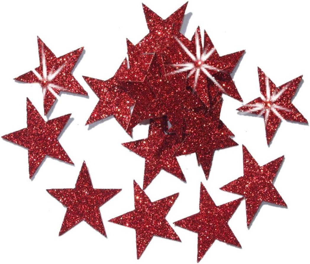Gold 2 Packs = 48 Fabric Glitter 1 Inch 25mm Stars Iron-On Fabric Transfer