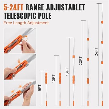 Manual Pole Saws for Tree Trimming, 5-26 FT Tree Trimmer Long Handle Pruner with Telescoping Pole, Tree Pruner Extendable for Branch Cutter, Tree Trimmer, Shrub Trimmer