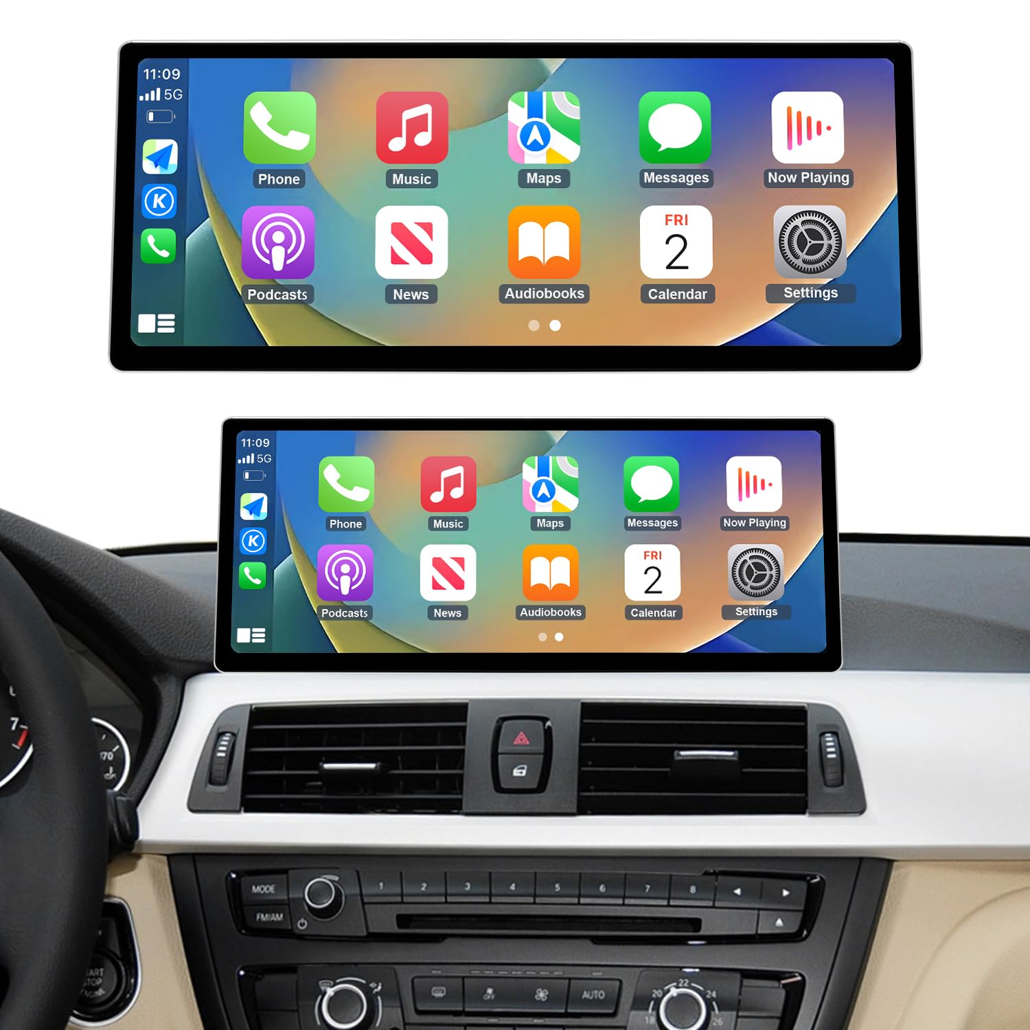 Road Top CarPlay Screen, 12.3 inch Car Radio Touchscreen for BMW 3/4 Series F30/F31/F32/F33 with NBT System(2012-2015 Year), Car Stereo with Narrow Bezel for CarPlay/Android Auto/MirrorLink