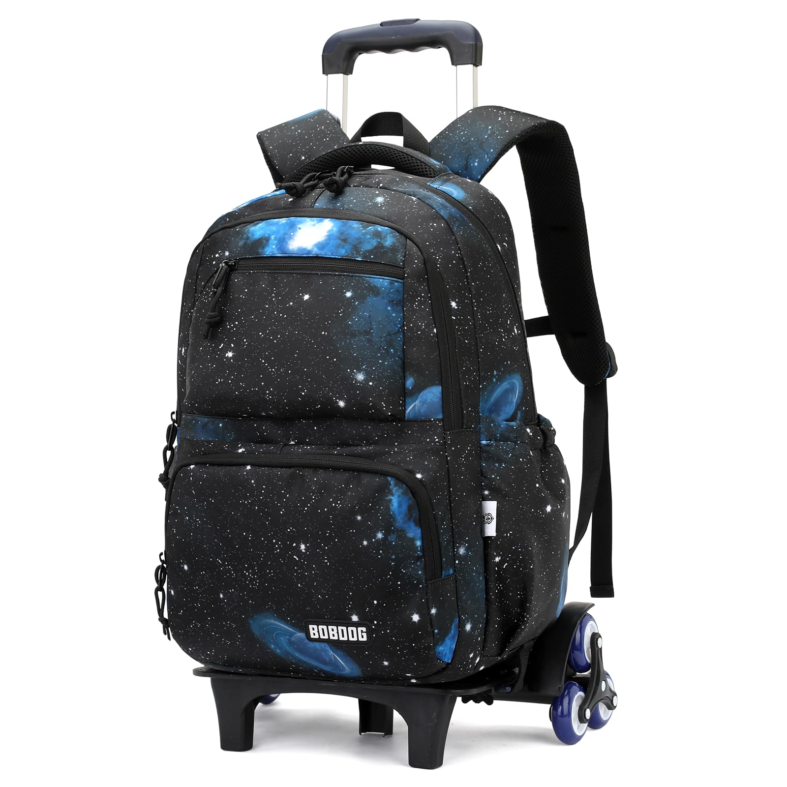 VIDOSCLA Galaxy Kids Rolling Backpack for Boys Primary Students Wheeled Bookbags for School