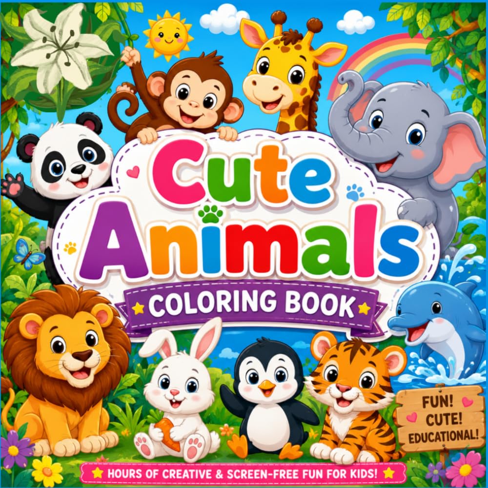 fun with animals: colouring book