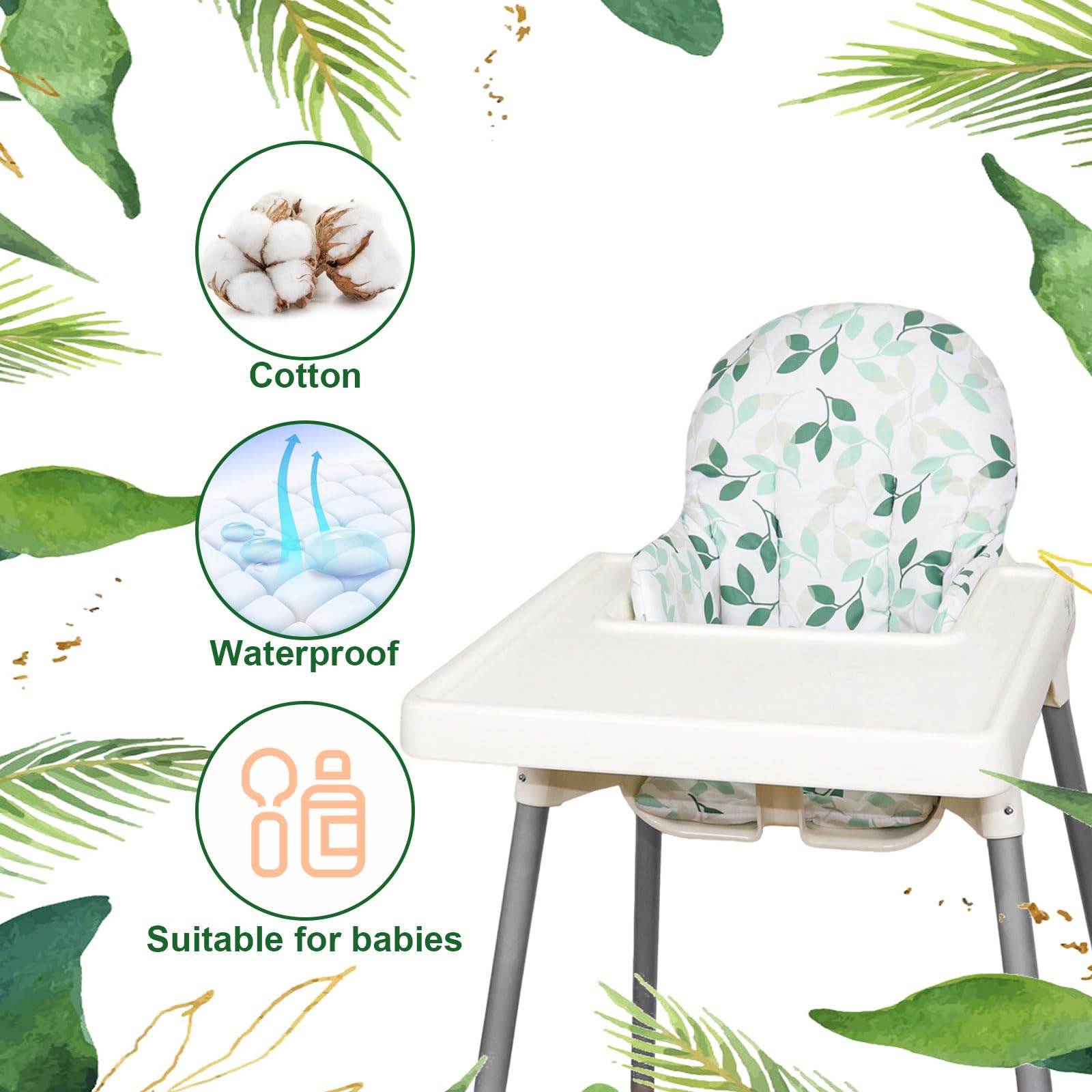 Lomgwumy for IKEA High Chair Cushion for Antilop Cushion High Chair Pad for IKEA Antilop Highchair Cotton Non-Slip, Soft - Image 2