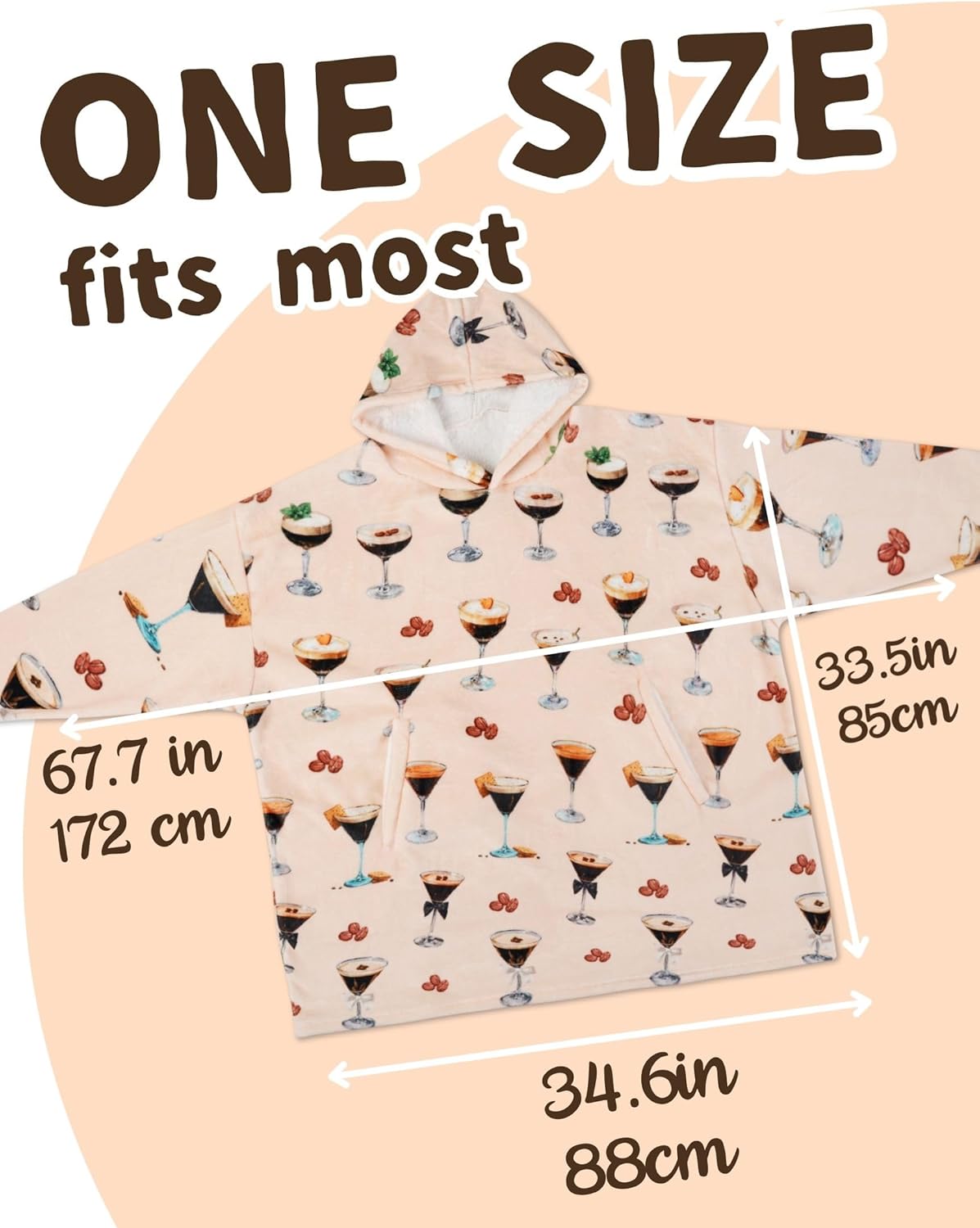 Espresso Martini Gifts for Women, Coffee Cocktail Lovers Hoodie Gift for Her, One Size - Full Printed
