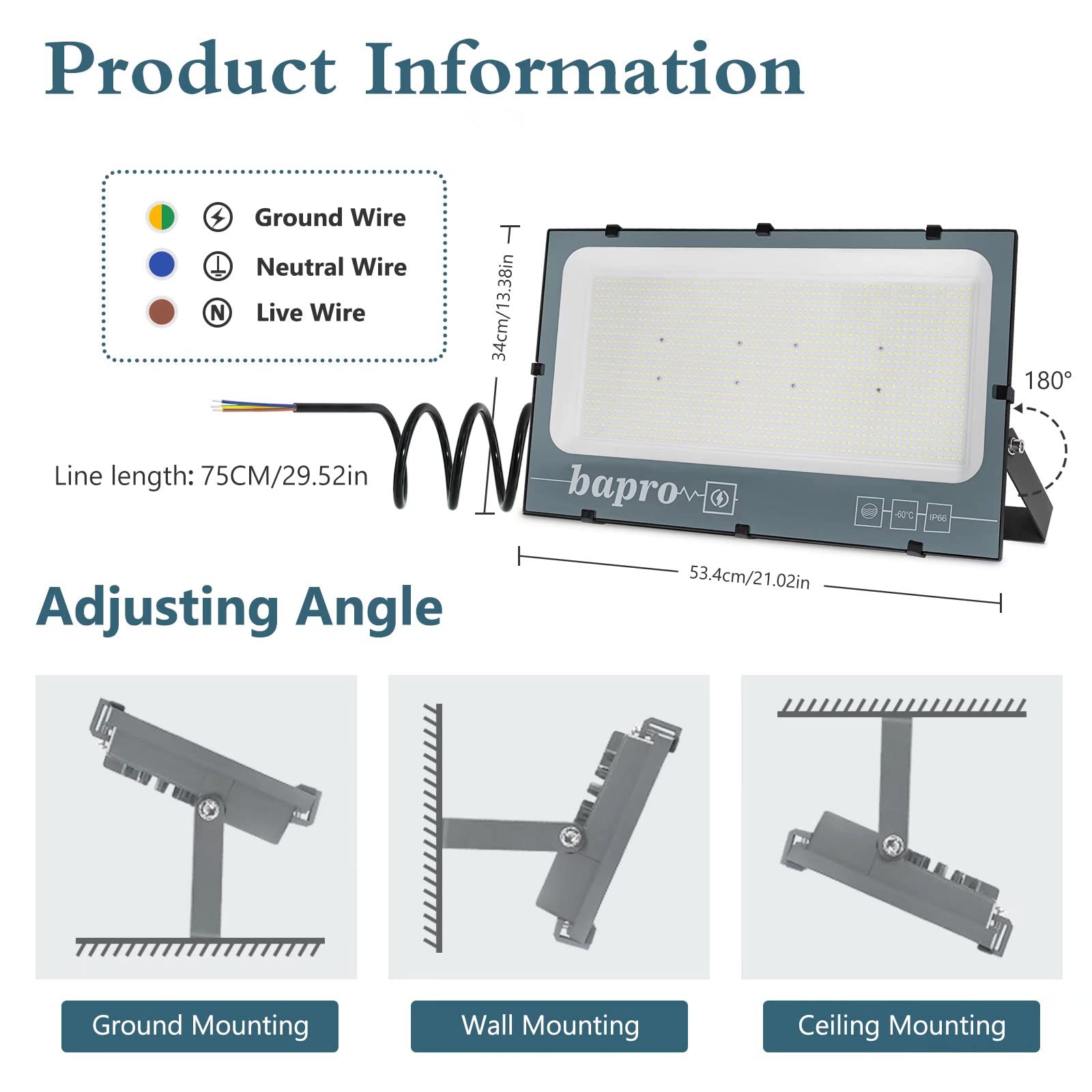 loyal 600W Faretto LED da Esterno 60000LM Super Luminosa Bianco Caldo 3000K Fari LED Lampada, Impermeabile IP65 Proiettore Faro, Luce di Sicurezza per Garage Giardino Corridoio Piazza Cortile