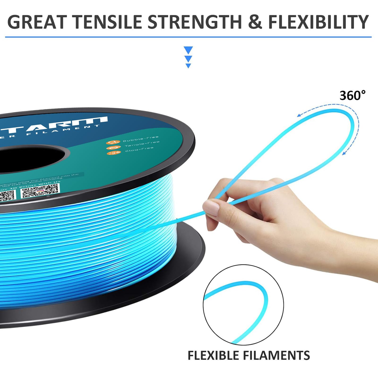 Filamento PLA 1,75 mm, filamento stampante 3D GIANTARM Bobina PLA 1 kg (Blu acqua)