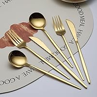 Vista 8 de Evanda Gold Silverware Set 60 Piece Service for 20, Titanium Gold Plated Stainless Steel Flatware Set, Knives Forks Spoons Cutlery Set for Wedding