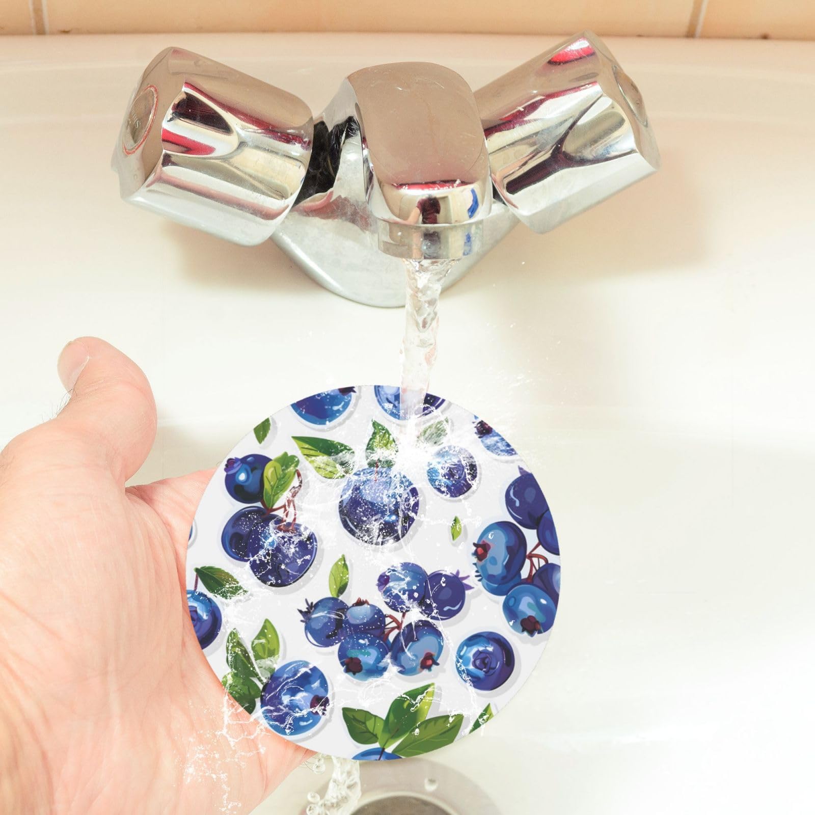 コースター　ブルーベリー柄　４枚セット コースターブルーベリー柄4枚セット